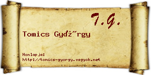 Tomics György névjegykártya